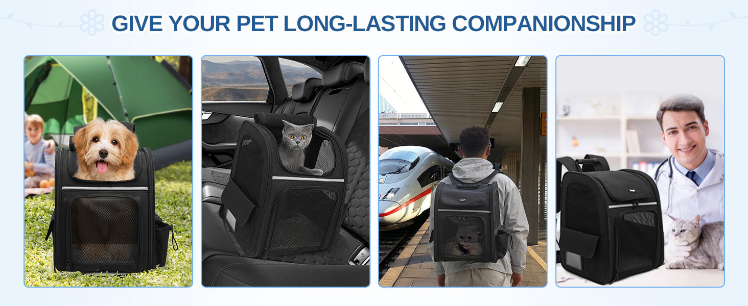 Dogat Pet Backpack Portable  & Breathable Cat/dogs Carrier with Mesh Window Foldable