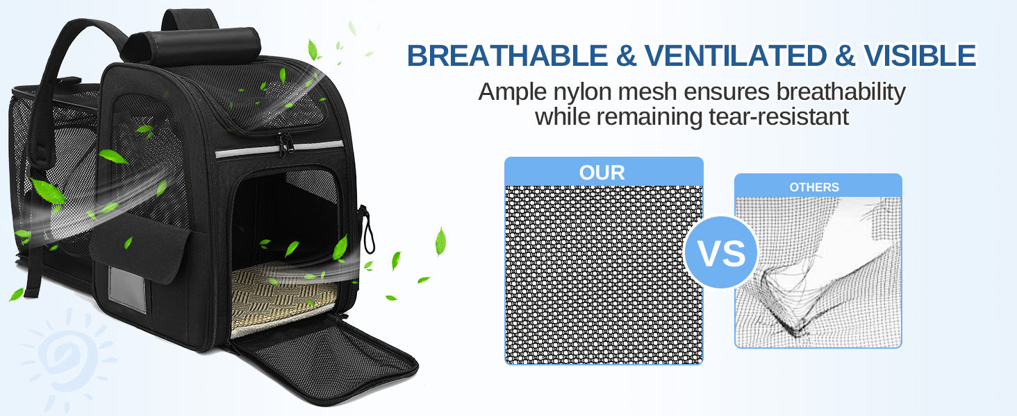 Dogat Pet Backpack Portable  & Breathable Cat/dogs Carrier with Mesh Window Foldable