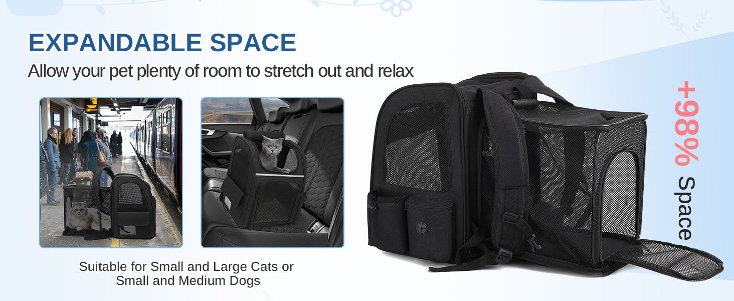 Dogat Pet Backpack Portable  & Breathable Cat/dogs Carrier with Mesh Window Foldable