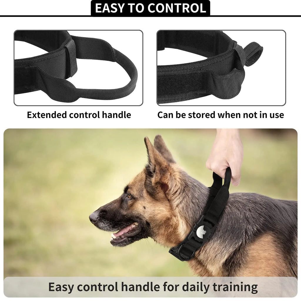 Durable collar with AirTag attachment.
