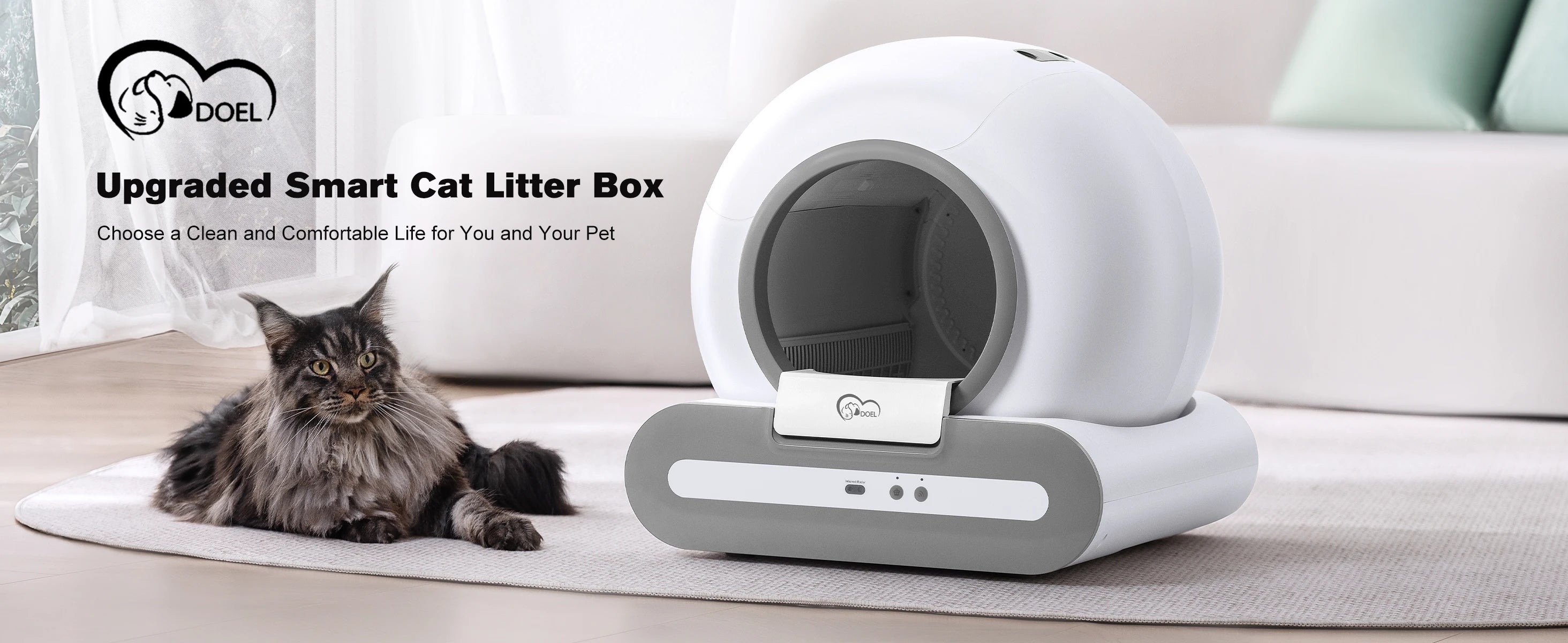 DOEL 65L Self-Cleaning Cat Litter Box App Control, ONLY Supports 2.4G WiFi w/Litter Mat&Trash Bags, Fit for Tofu & Mixed Litter