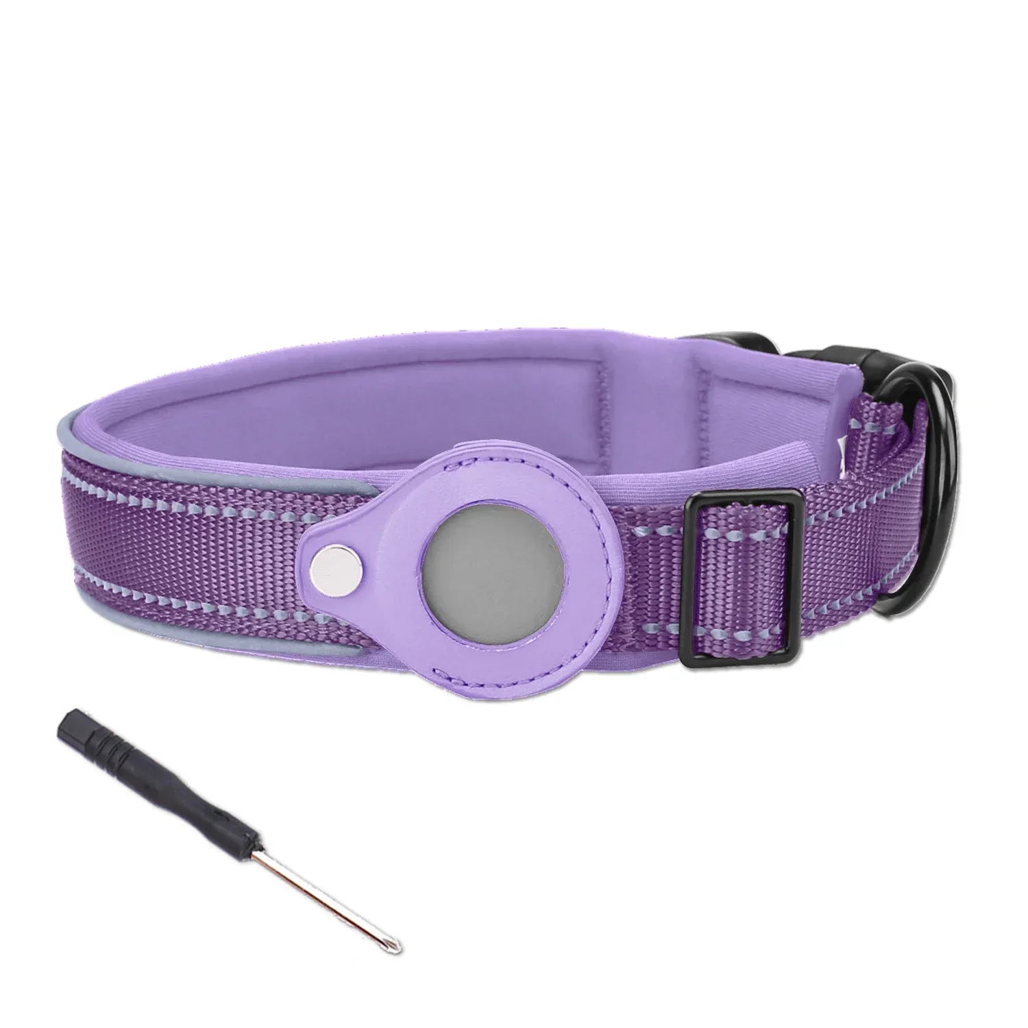 Waterproof Anti-Lost Dog Collar Padded Collars with AirTag Holder GPS Tracker Protective Case Adjustable Collar for Large Dogs