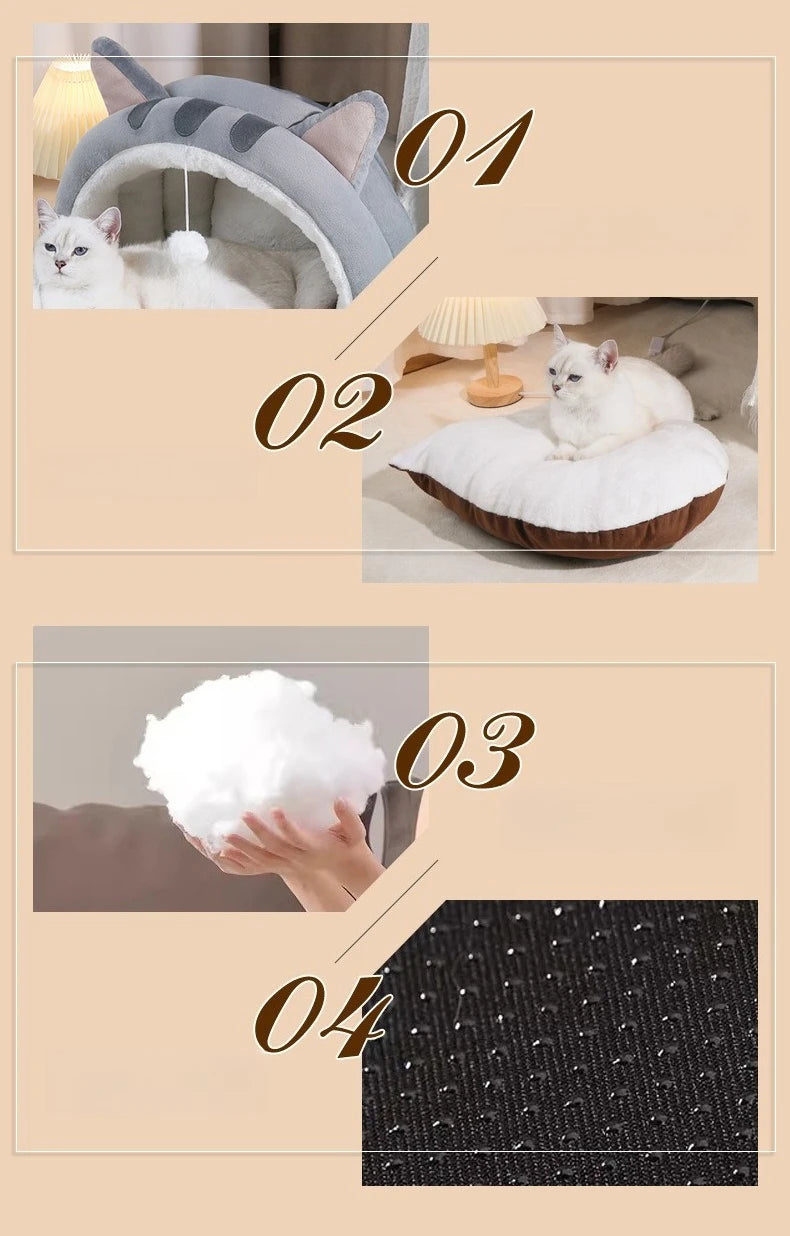 New Cute Mongolian Yurt Pet Nest Home Pet Supplies Semi Closed Panda Nest Fun Cat Playful Autumn and Winter Warm Dog Nest