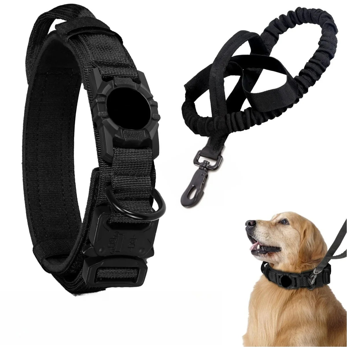 Durable collar with AirTag attachment.