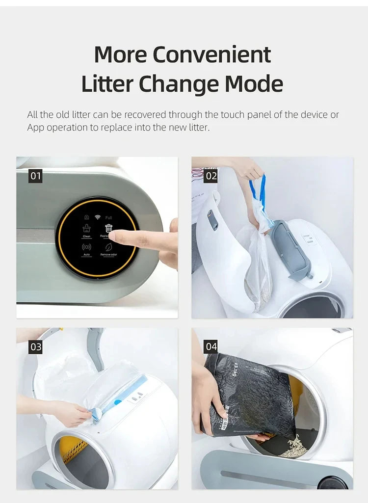 Smart Cat Litter Box Fully Automatic Large Capacity Cat Litter Box Semi-enclosed Smart Cat Toilet APP Remote Control