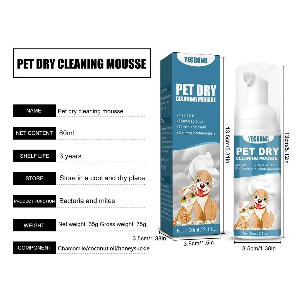 Waterless Cat Dog Shampoo No Rinse Dogs Cats Cleaning Mousse Pet Grooming Supplies for Safe Bathless Cleaning Odor Eliminator