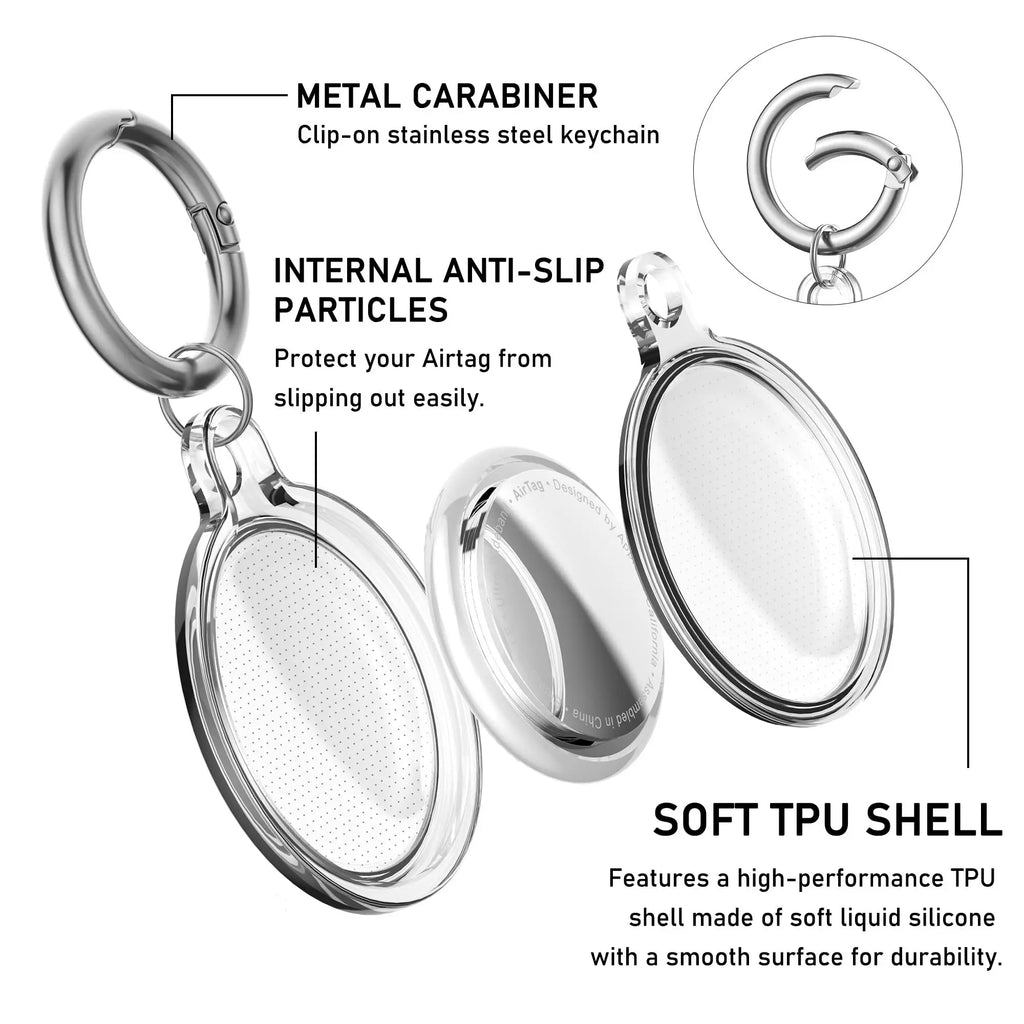 4 Pack for Airtag Holder Waterproof Silicone Protective Case with Keychain Protection Cover for Air Tag Dog Collar Luggage Keys
