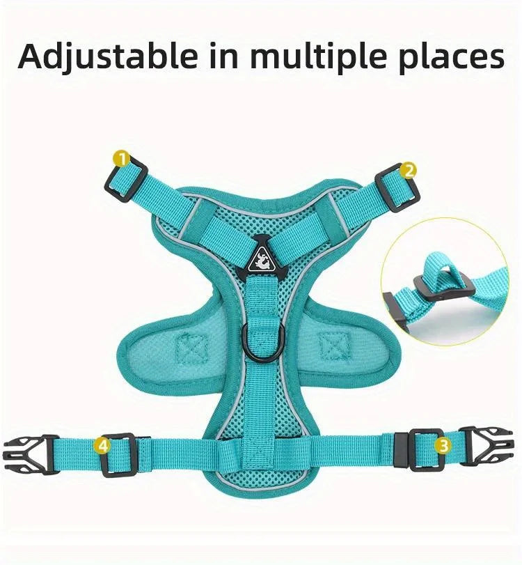 No Pull Dog Harness and Leash Set Adjustable Pet Harness Vest for Small Dogs Cats Reflective Dog Chest Strap Lead Walking