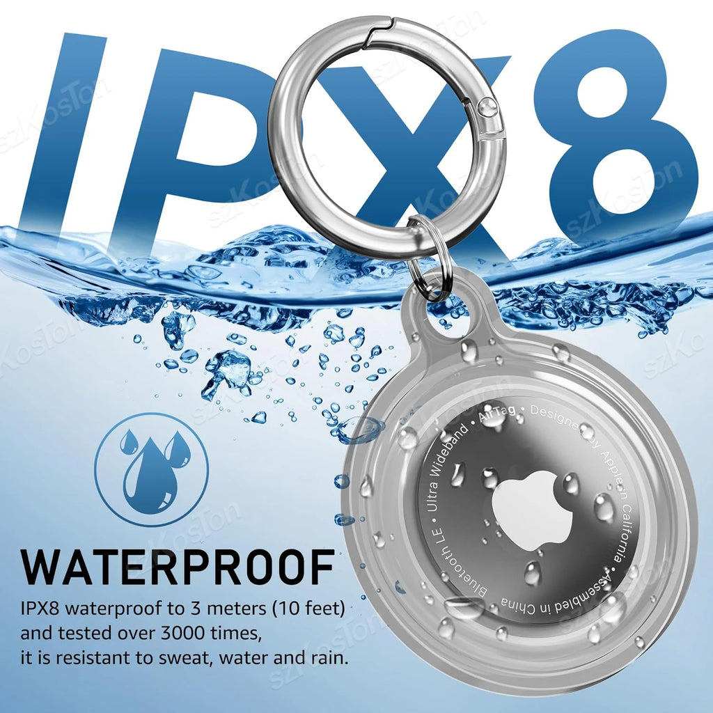 4 Pack for Airtag Holder Waterproof Silicone Protective Case with Keychain Protection Cover for Air Tag Dog Collar Luggage Keys