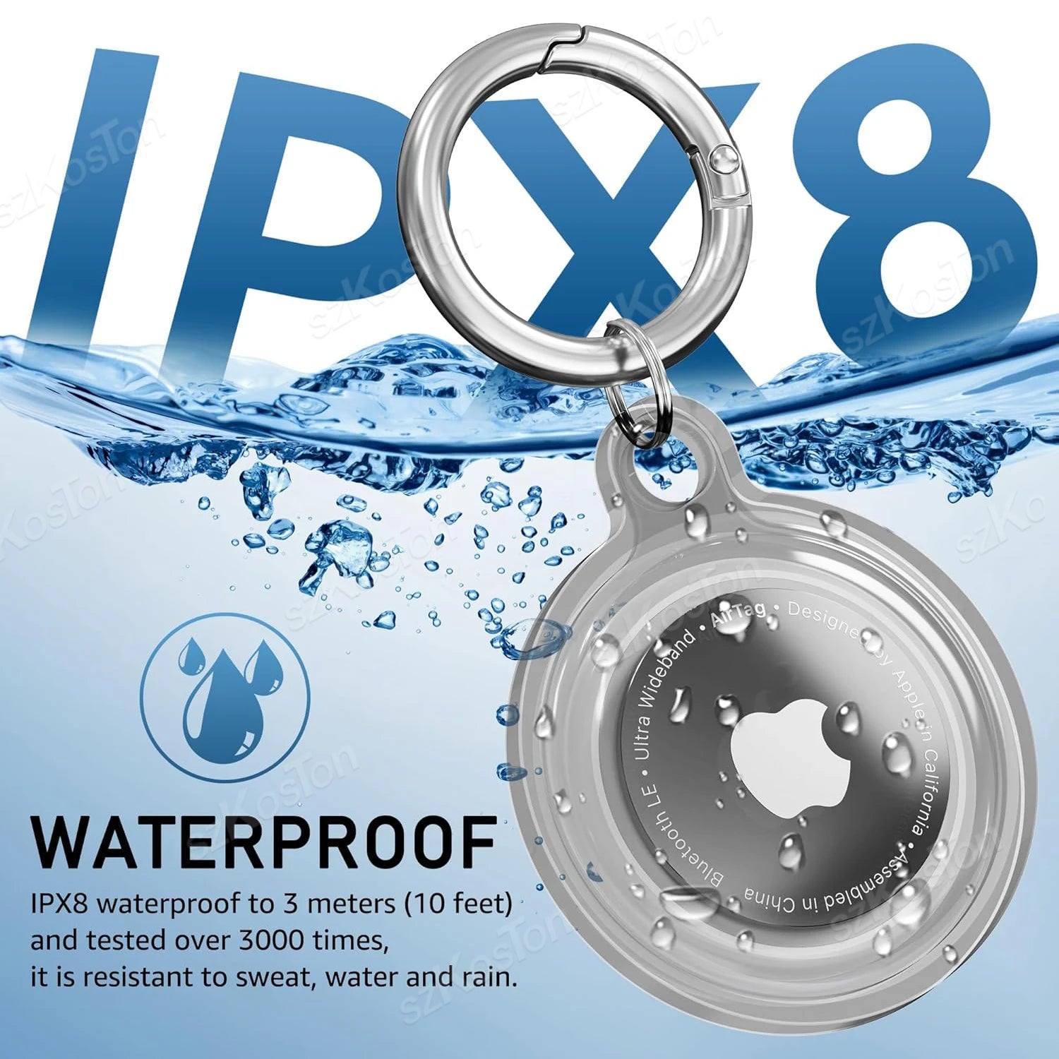 4 Pack for Airtag Holder Waterproof Silicone Protective Case with Keychain Protection Cover for Air Tag Dog Collar Luggage Keys