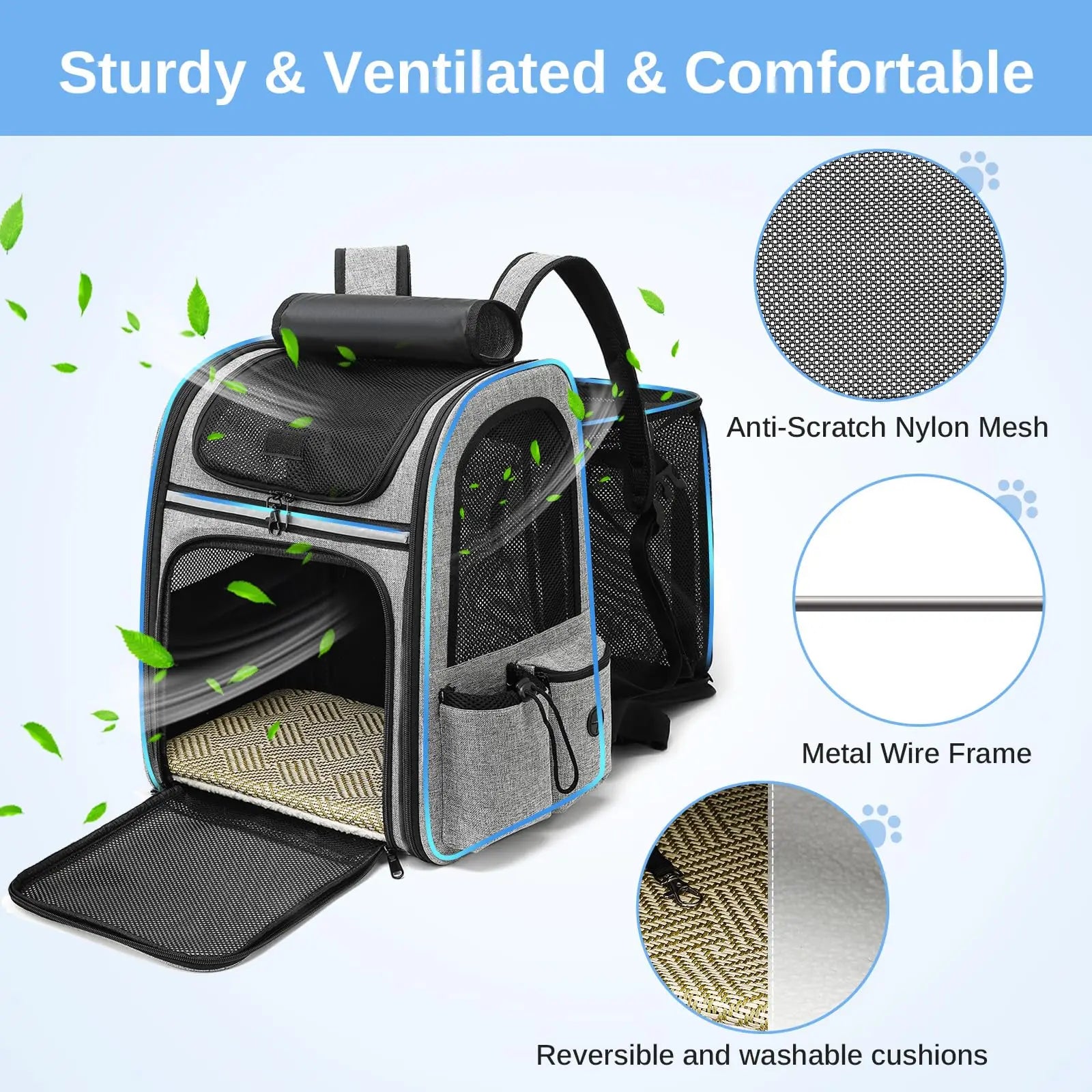 Dogat Pet Backpack Portable  & Breathable Cat/dogs Carrier with Mesh Window Foldable
