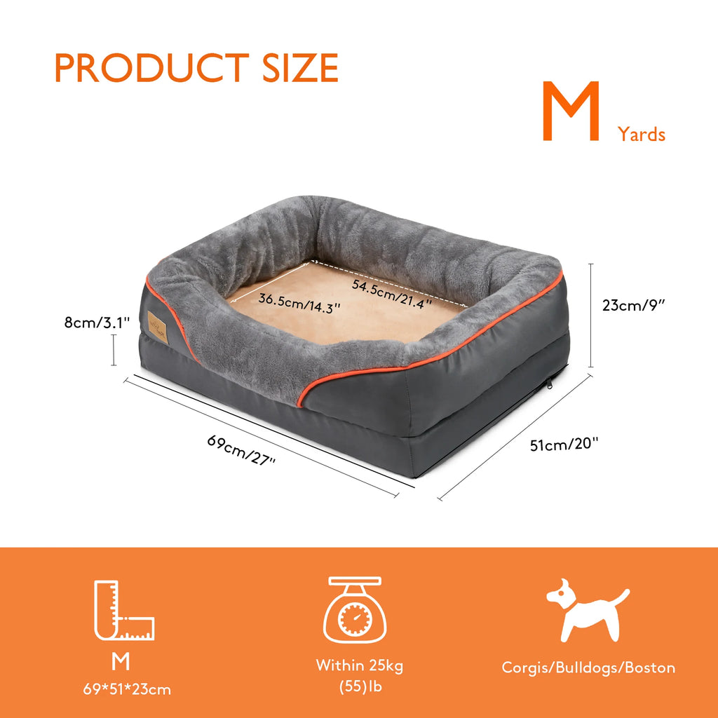 Super soft orthopedic pet bed made of foam, cotton, and a removable cover.