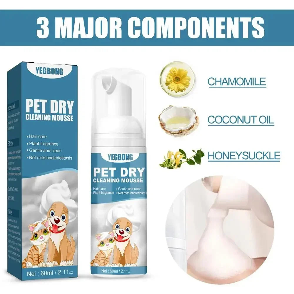 Waterless Cat Dog Shampoo No Rinse Dogs Cats Cleaning Mousse Pet Grooming Supplies for Safe Bathless Cleaning Odor Eliminator