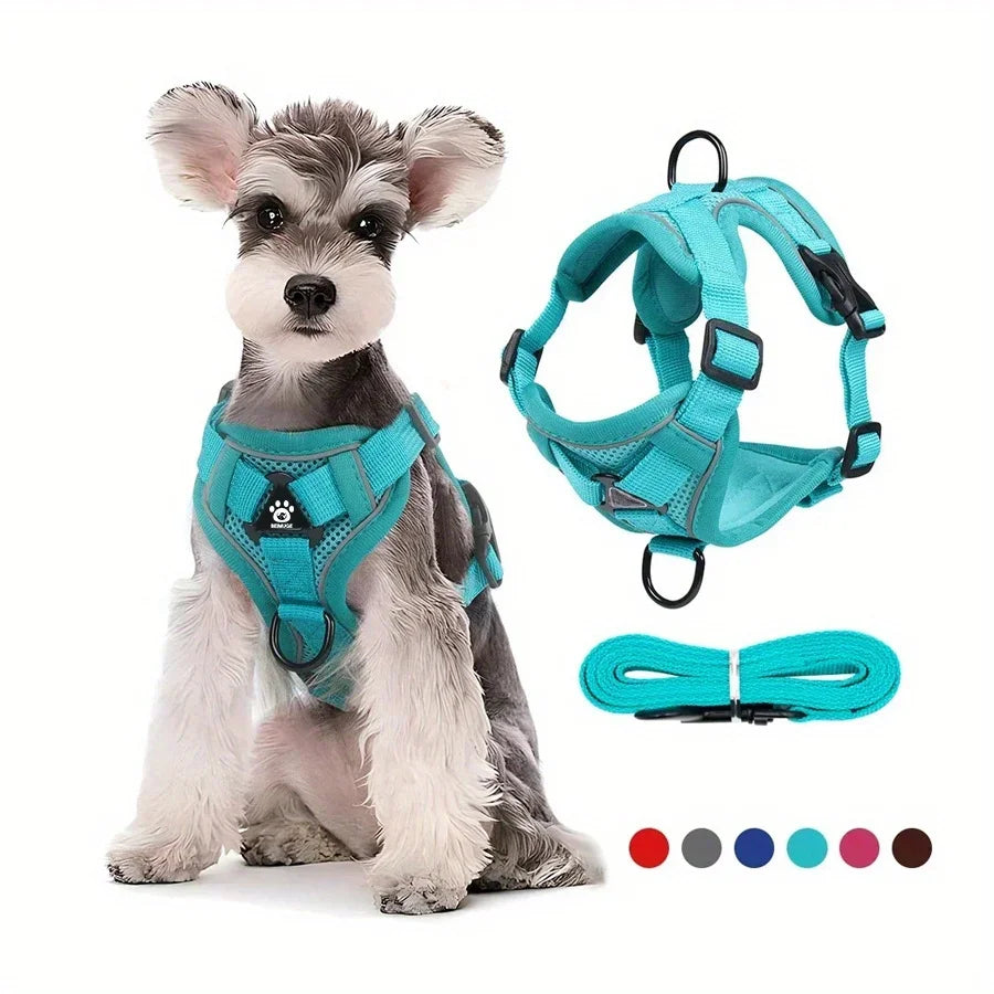 No Pull Dog Harness and Leash Set Adjustable Pet Harness Vest for Small Dogs Cats Reflective Dog Chest Strap Lead Walking