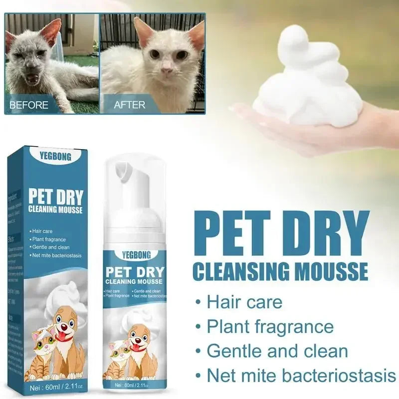 Waterless Cat Dog Shampoo No Rinse Dogs Cats Cleaning Mousse Pet Grooming Supplies for Safe Bathless Cleaning Odor Eliminator