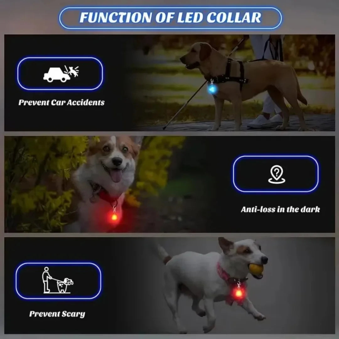 LED Pet Pendant Collar Waterproof Dog Collar Light for Outdoor Walking Safety Silicone LED Dog Collar