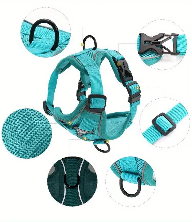 No Pull Dog Harness and Leash Set Adjustable Pet Harness Vest for Small Dogs Cats Reflective Dog Chest Strap Lead Walking