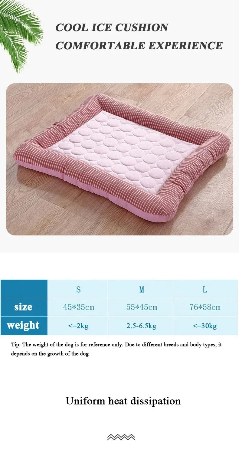 Cooling Pad Bed for Dogs Cats Puppy Kitten Cool Mat Pet Blanket Ice Silk Material Soft for Summer Sleeping Pink Blue Breathable