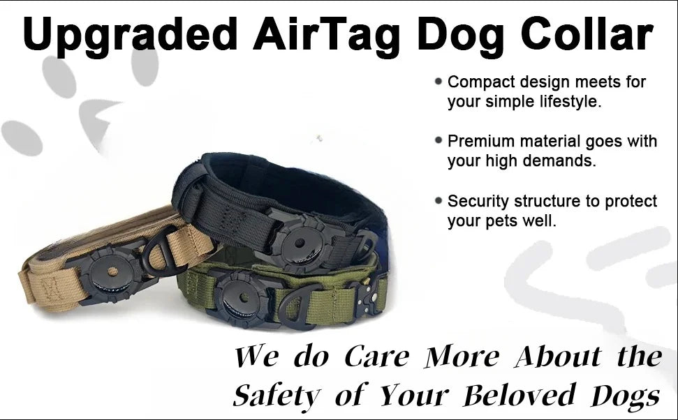 Durable collar with AirTag attachment.