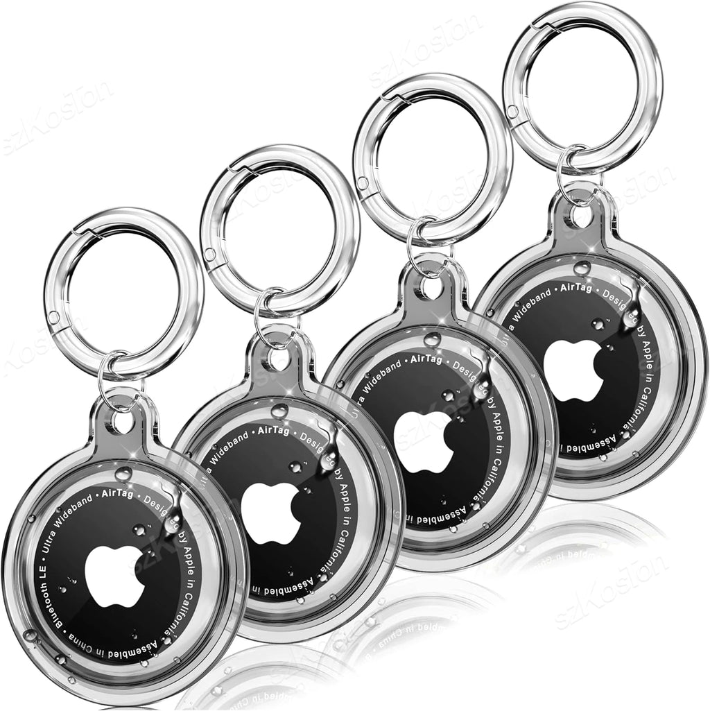 4 Pack for Airtag Holder Waterproof Silicone Protective Case with Keychain Protection Cover for Air Tag Dog Collar Luggage Keys