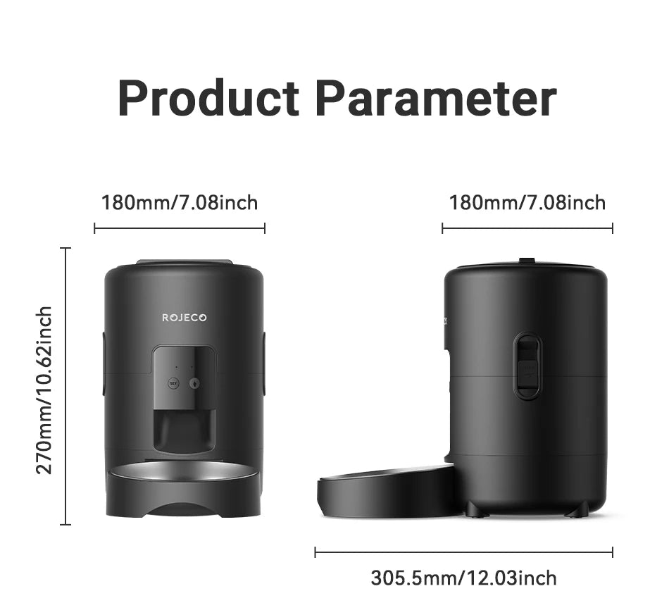 Wi-Fi Enabled ROJECO 2L Pet Feeder: Precise Portions for Cats & Dogs Remotely