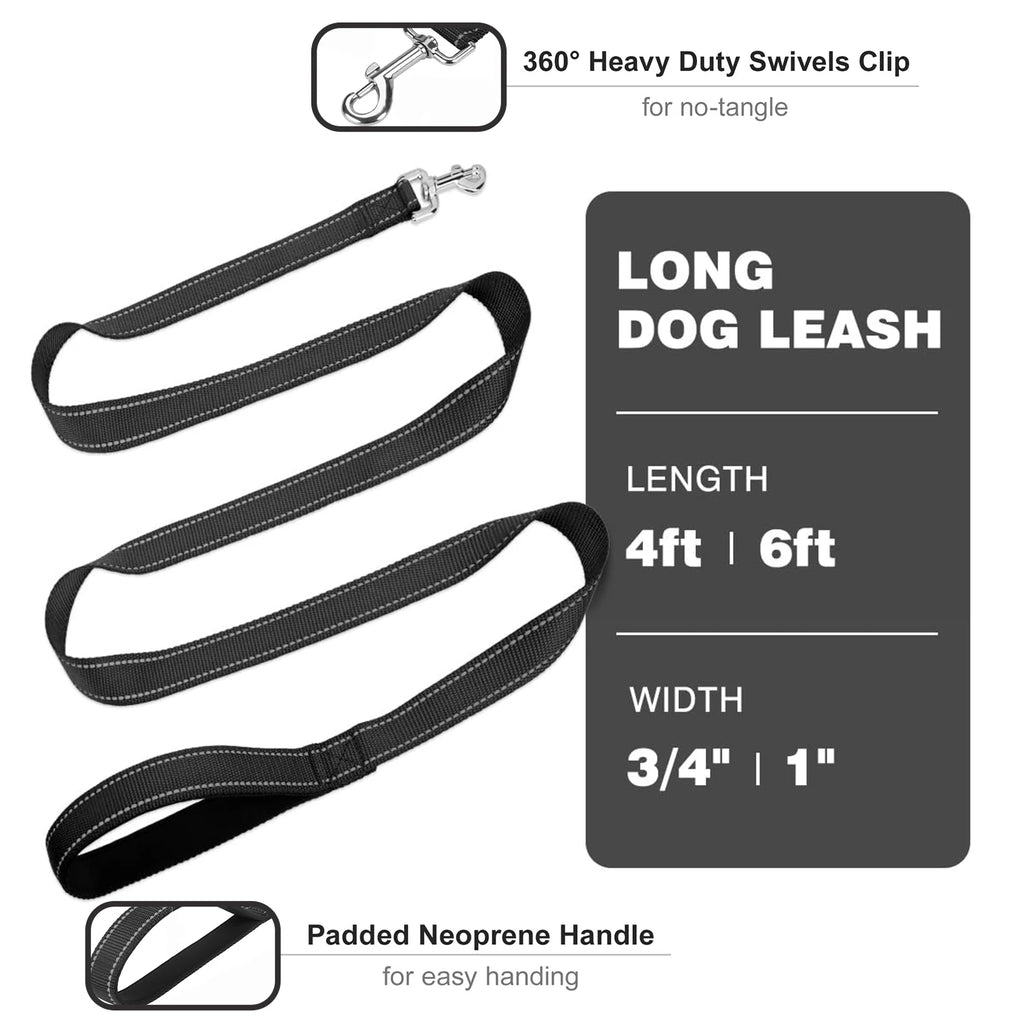 Waterproof AirTag Dog Collar & Reflective Dog Leash Set with Tracker Holder for Apple Tag,Adjustable Pet Collar for Large Dogs