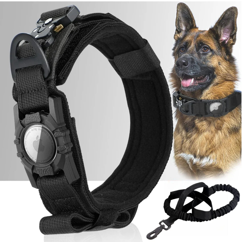 Durable collar with AirTag attachment.