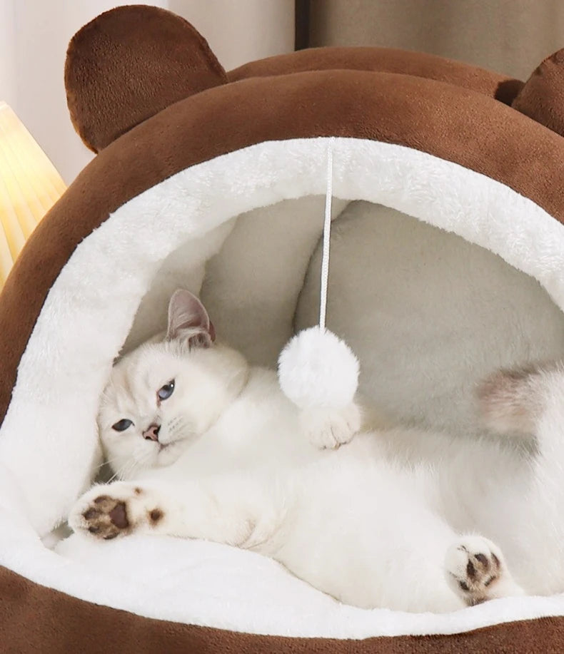 New Cute Mongolian Yurt Pet Nest Home Pet Supplies Semi Closed Panda Nest Fun Cat Playful Autumn and Winter Warm Dog Nest