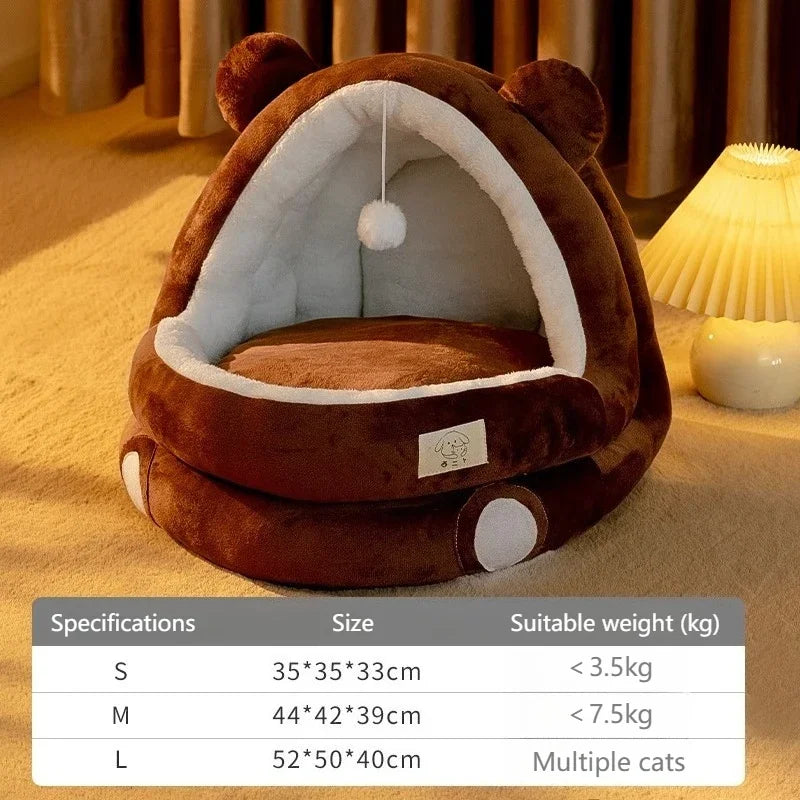New Cute Mongolian Yurt Pet Nest Home Pet Supplies Semi Closed Panda Nest Fun Cat Playful Autumn and Winter Warm Dog Nest
