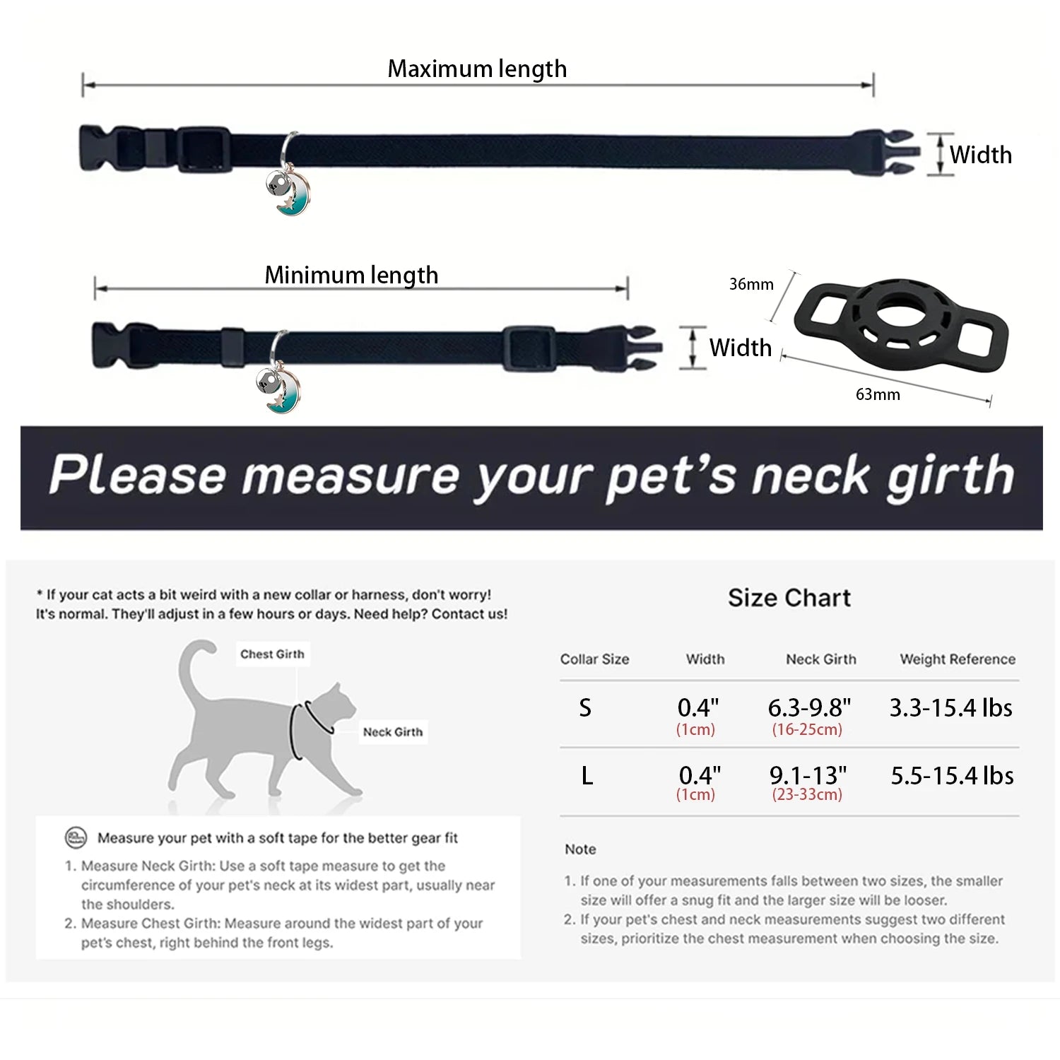 Fashion Airtag Pet Collar Adjustable Elastic Nylon Puppy Cat Collar with Bell Anti-lost GPS Tracker