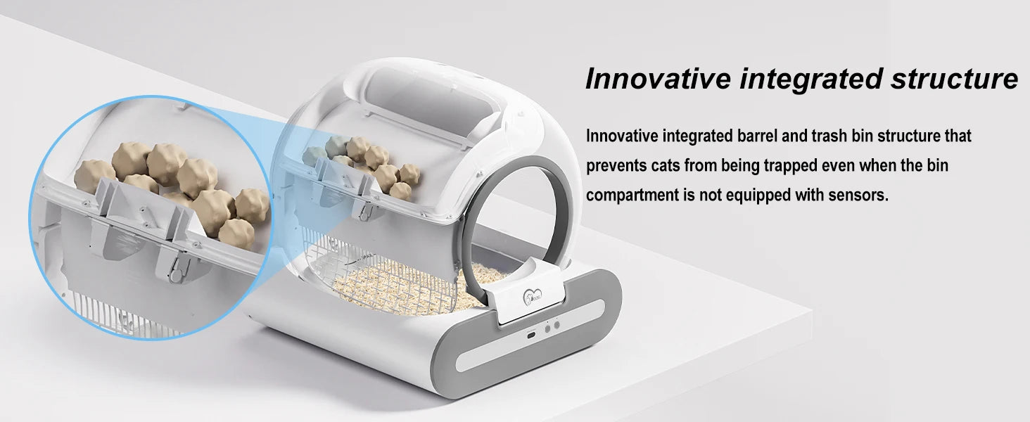 DOEL 65L Self-Cleaning Cat Litter Box App Control, ONLY Supports 2.4G WiFi w/Litter Mat&Trash Bags, Fit for Tofu & Mixed Litter