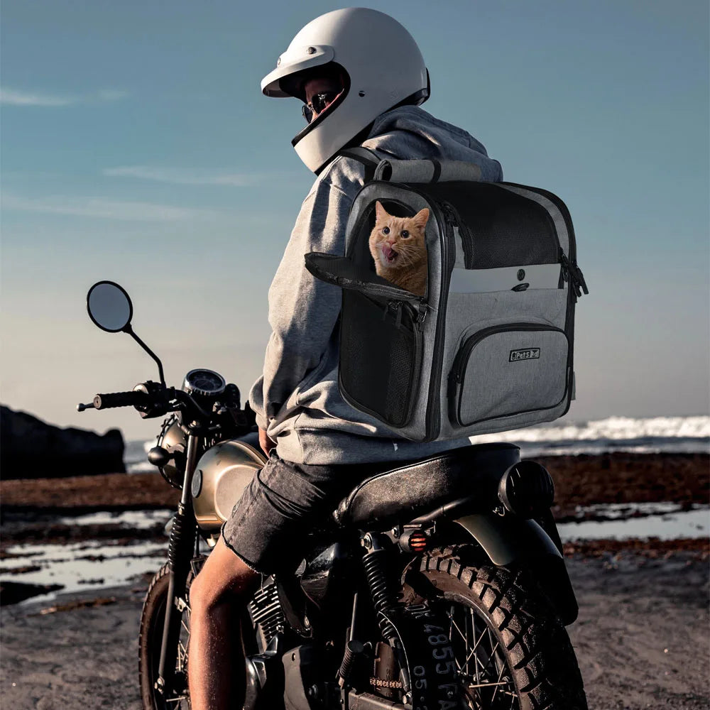 Dog Carrier Bag Pet Double Shoulder Backpack Sturdy Frame Breathable Foldable Dog Double Doors Bag Fits 20 lbs Pets Travel Set