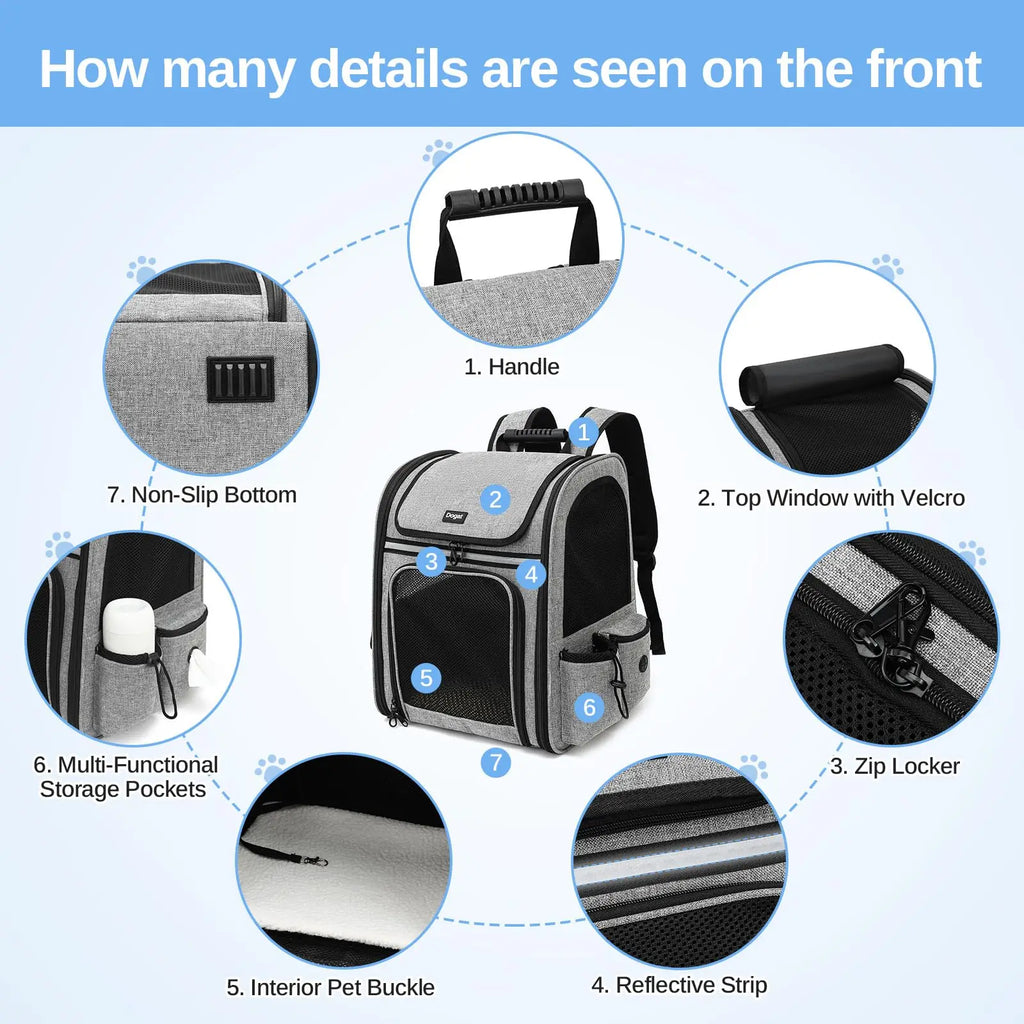 Dogat Pet Backpack Portable  & Breathable Cat/dogs Carrier with Mesh Window Foldable