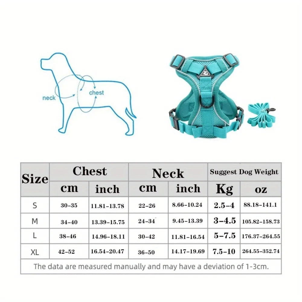 No Pull Dog Harness and Leash Set Adjustable Pet Harness Vest for Small Dogs Cats Reflective Dog Chest Strap Lead Walking