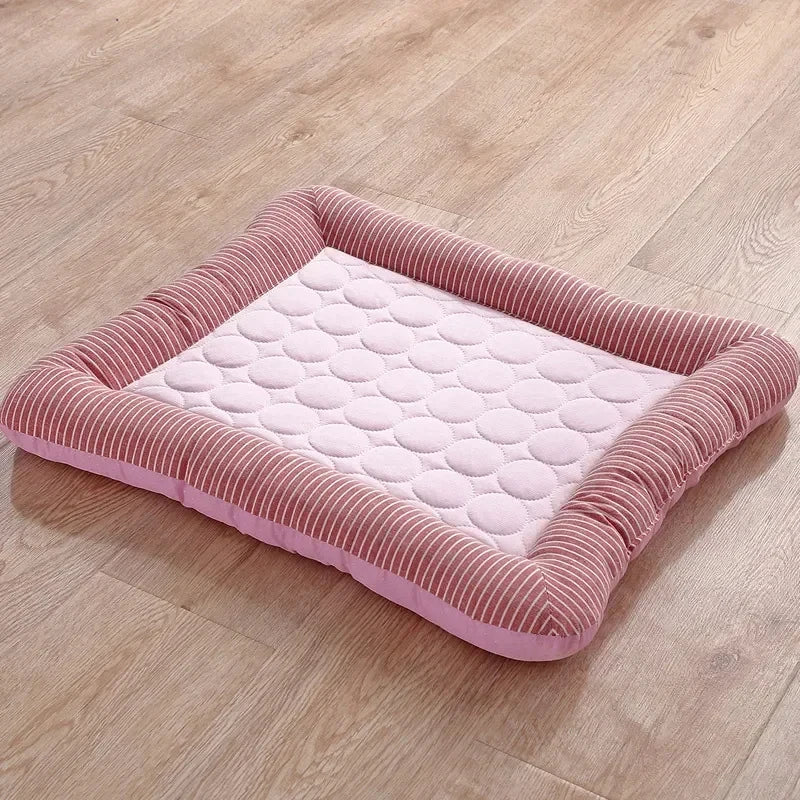 Cooling Pad Bed for Dogs Cats Puppy Kitten Cool Mat Pet Blanket Ice Silk Material Soft for Summer Sleeping Pink Blue Breathable