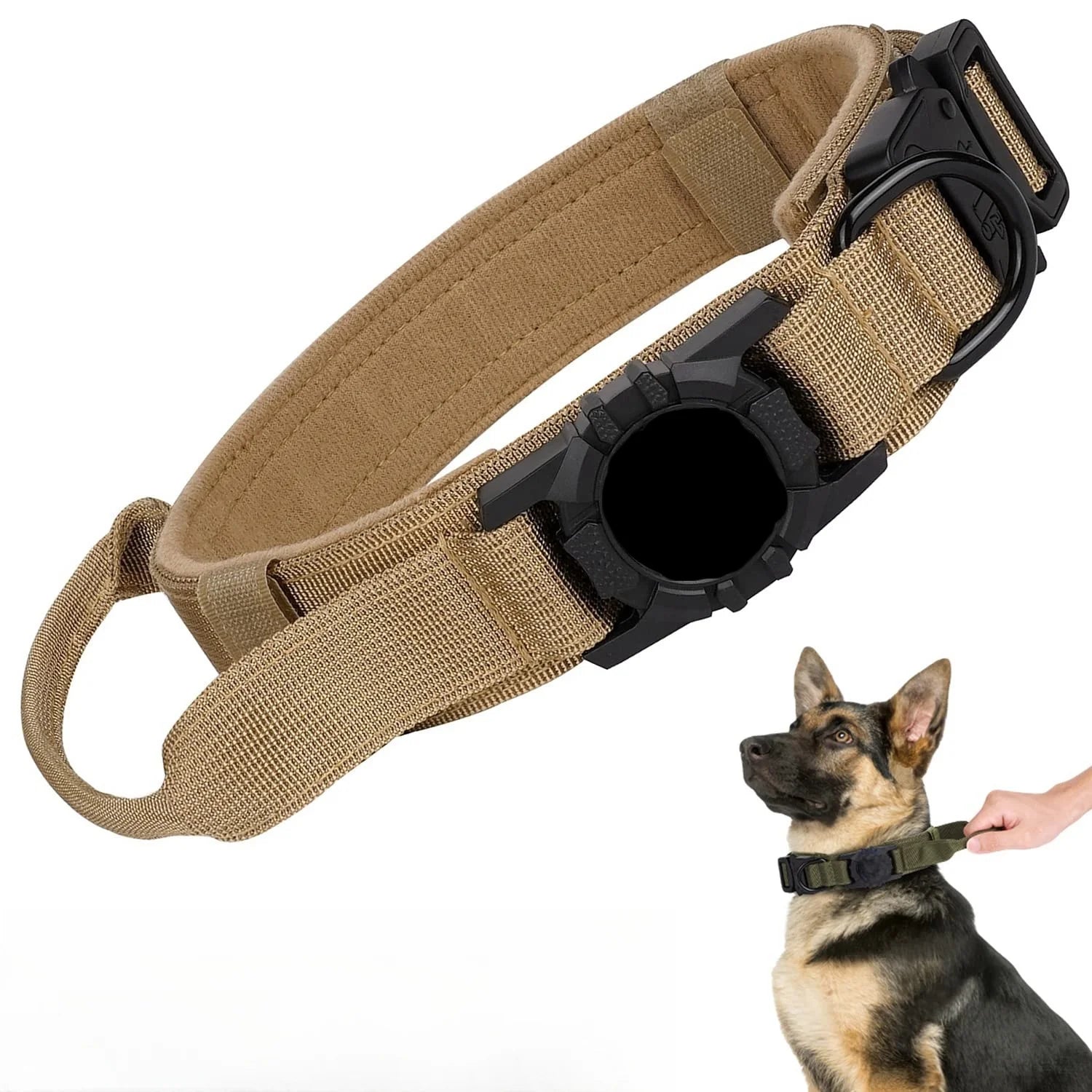 Durable collar with AirTag attachment.