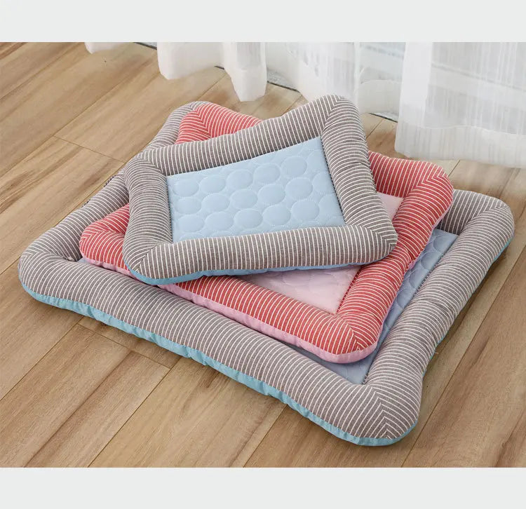 Cooling Pad Bed for Dogs Cats Puppy Kitten Cool Mat Pet Blanket Ice Silk Material Soft for Summer Sleeping Pink Blue Breathable