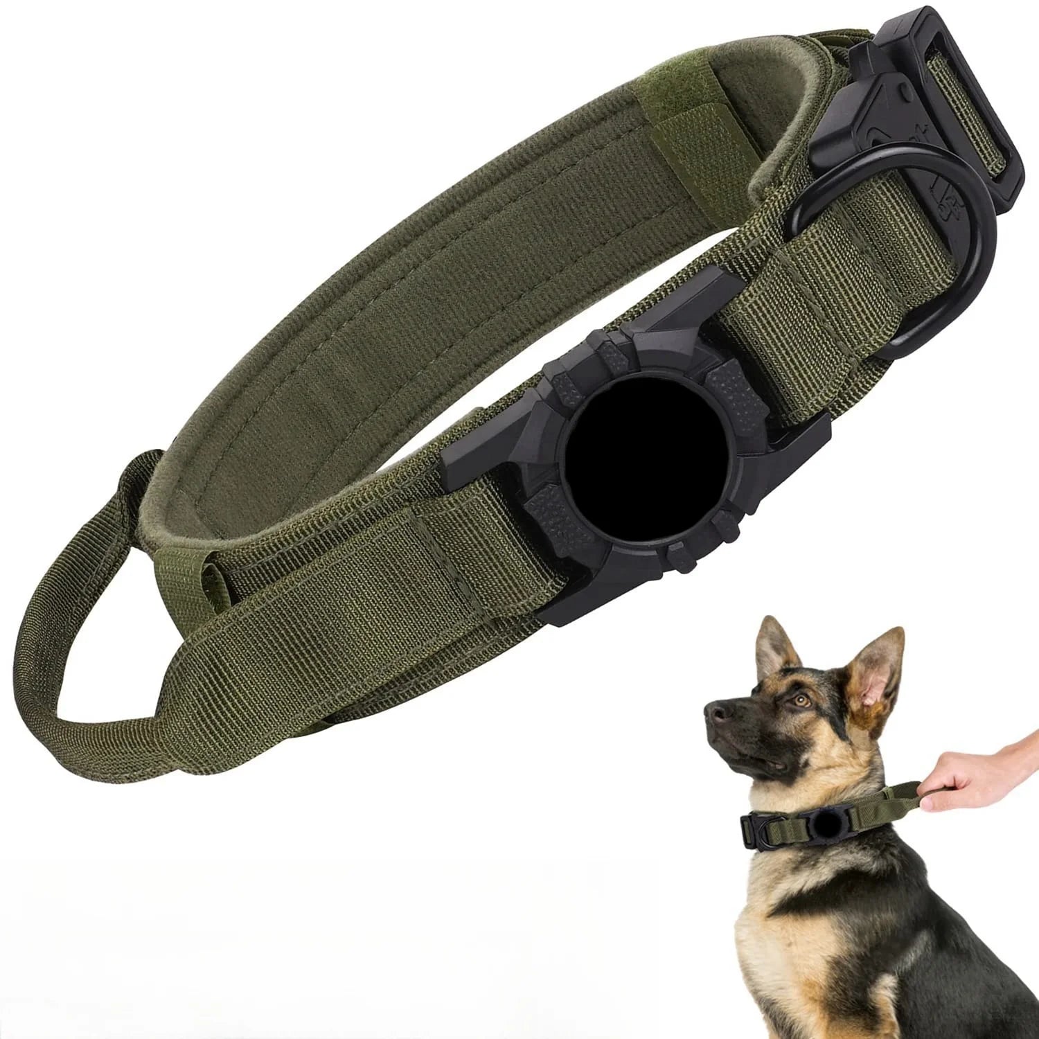 Durable collar with AirTag attachment.