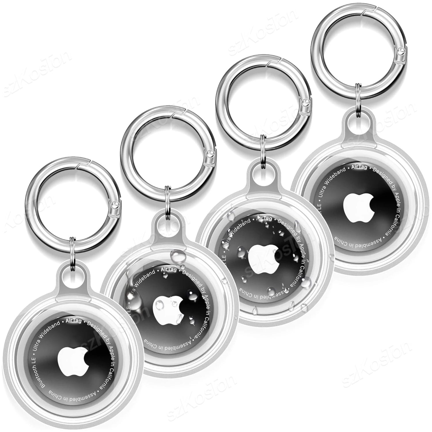 4 Pack for Airtag Holder Waterproof Silicone Protective Case with Keychain Protection Cover for Air Tag Dog Collar Luggage Keys