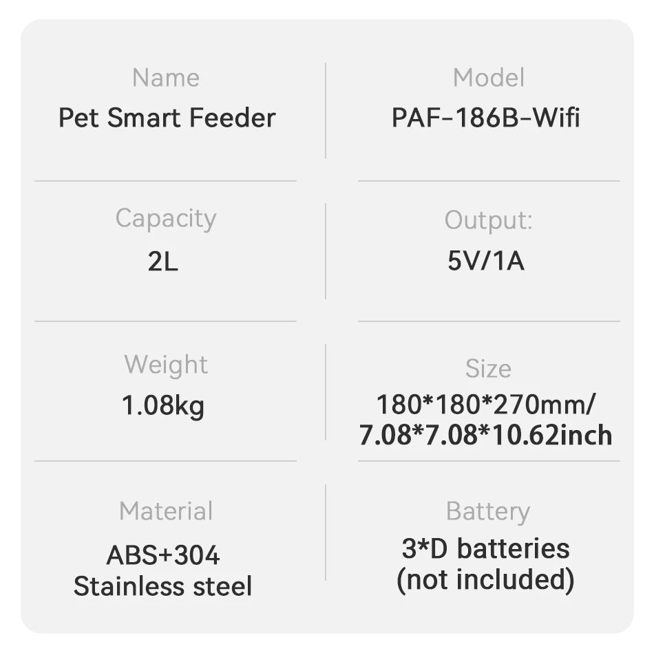 Wi-Fi Enabled ROJECO 2L Pet Feeder: Precise Portions for Cats & Dogs Remotely