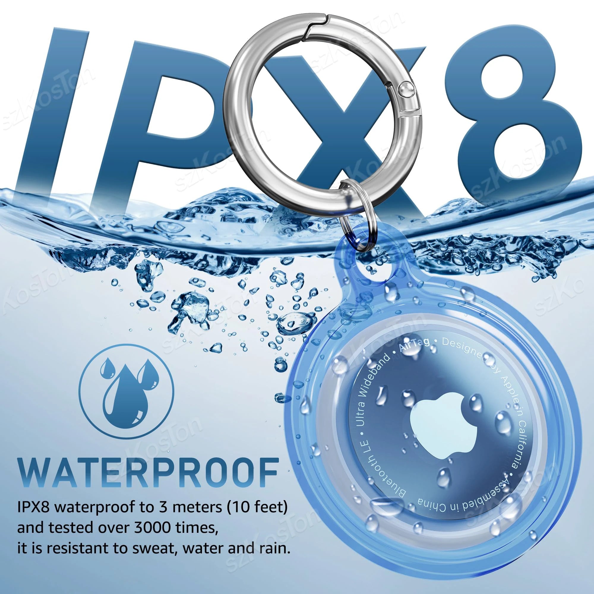 4 Pack for Airtag Holder Waterproof Silicone Protective Case with Keychain Protection Cover for Air Tag Dog Collar Luggage Keys