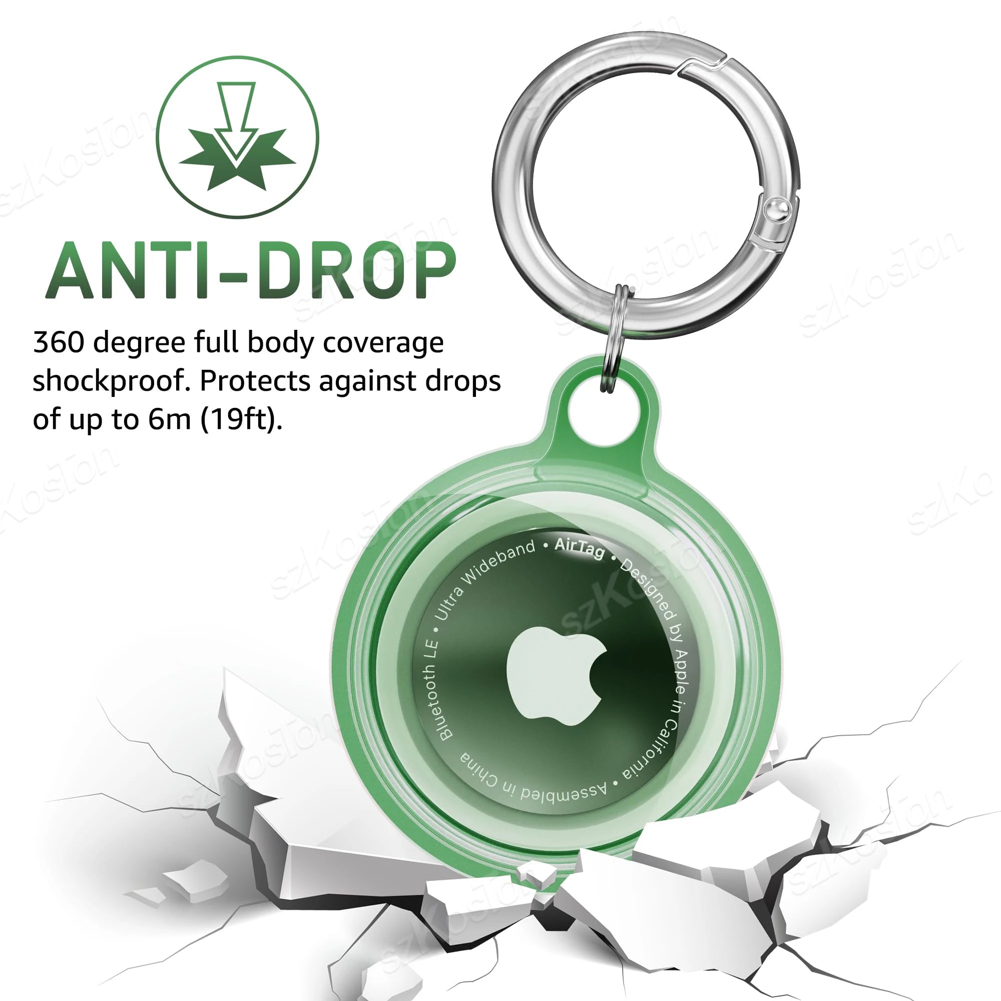 4 Pack for Airtag Holder Waterproof Silicone Protective Case with Keychain Protection Cover for Air Tag Dog Collar Luggage Keys