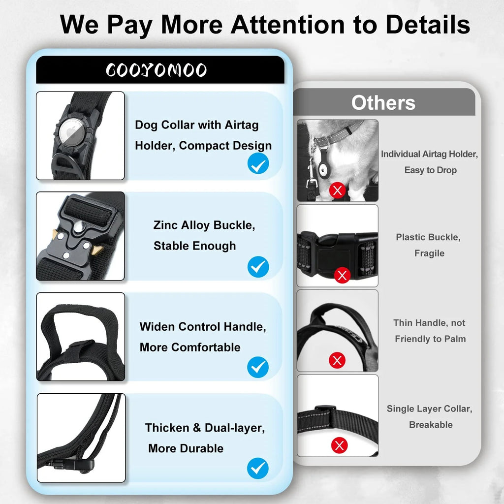 Durable collar with AirTag attachment.