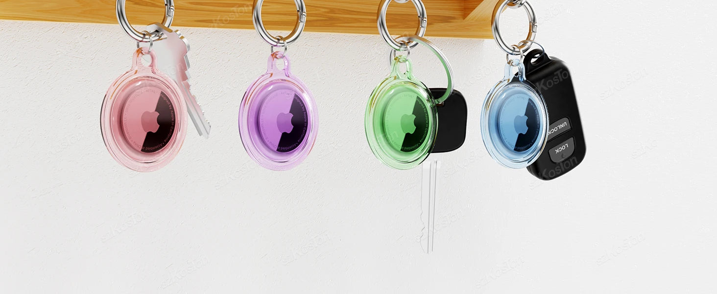 4 Pack for Airtag Holder Waterproof Silicone Protective Case with Keychain Protection Cover for Air Tag Dog Collar Luggage Keys