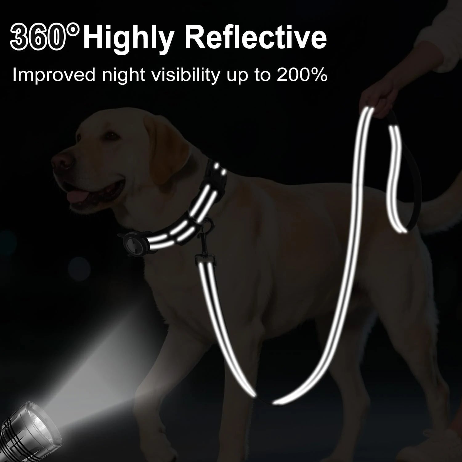 Waterproof AirTag Dog Collar & Reflective Dog Leash Set with Tracker Holder for Apple Tag,Adjustable Pet Collar for Large Dogs