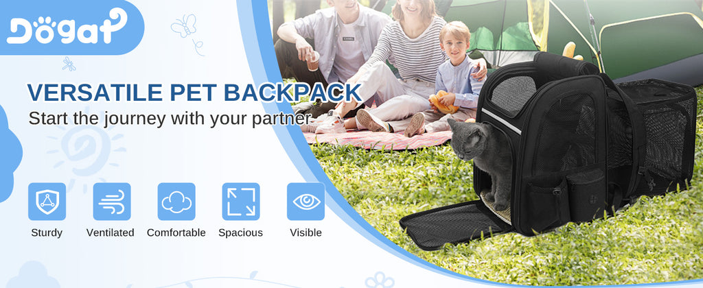 Dogat Pet Backpack Portable  & Breathable Cat/dogs Carrier with Mesh Window Foldable