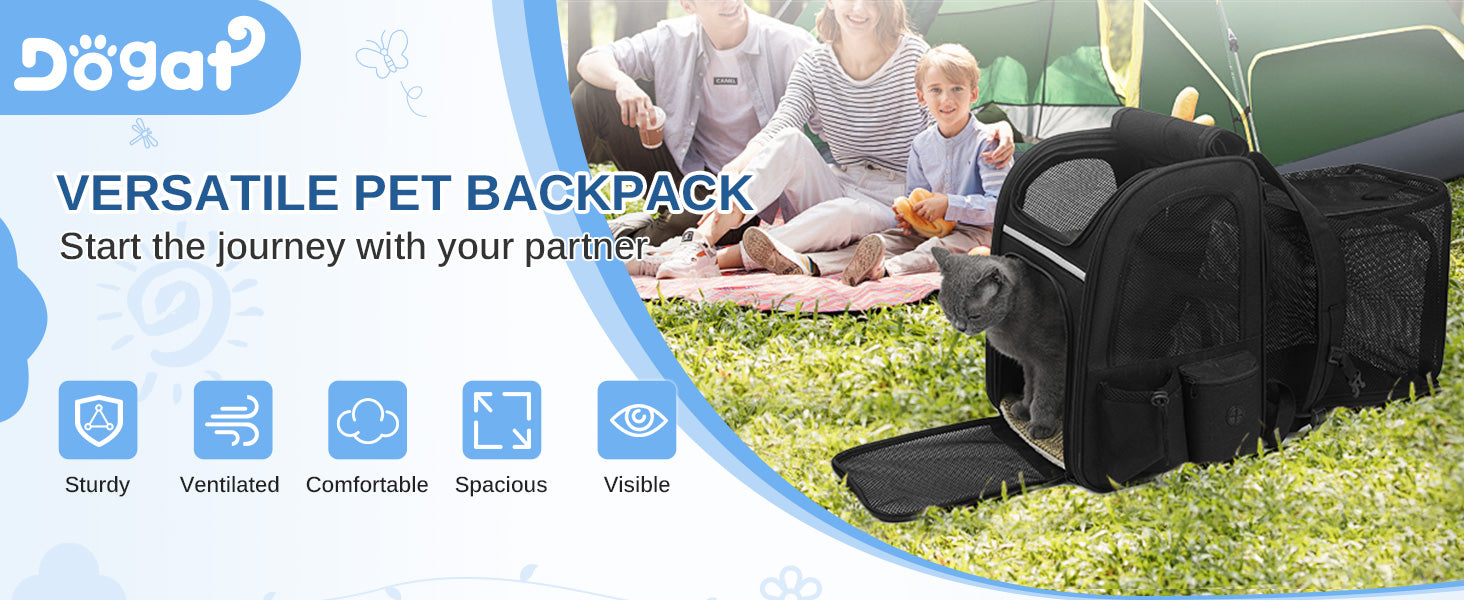 Dogat Pet Backpack Portable  & Breathable Cat/dogs Carrier with Mesh Window Foldable