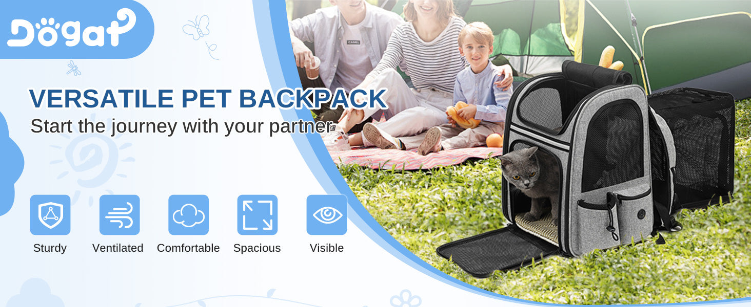 Dogat Pet Backpack Portable  & Breathable Cat/dogs Carrier with Mesh Window Foldable